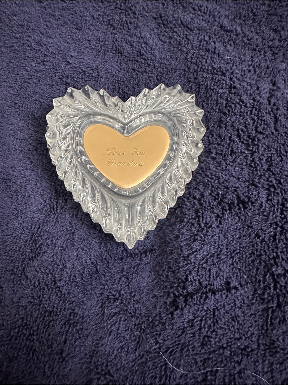 Heart-Shaped Jewelry Dish with Gold Accent - Love You Grandma